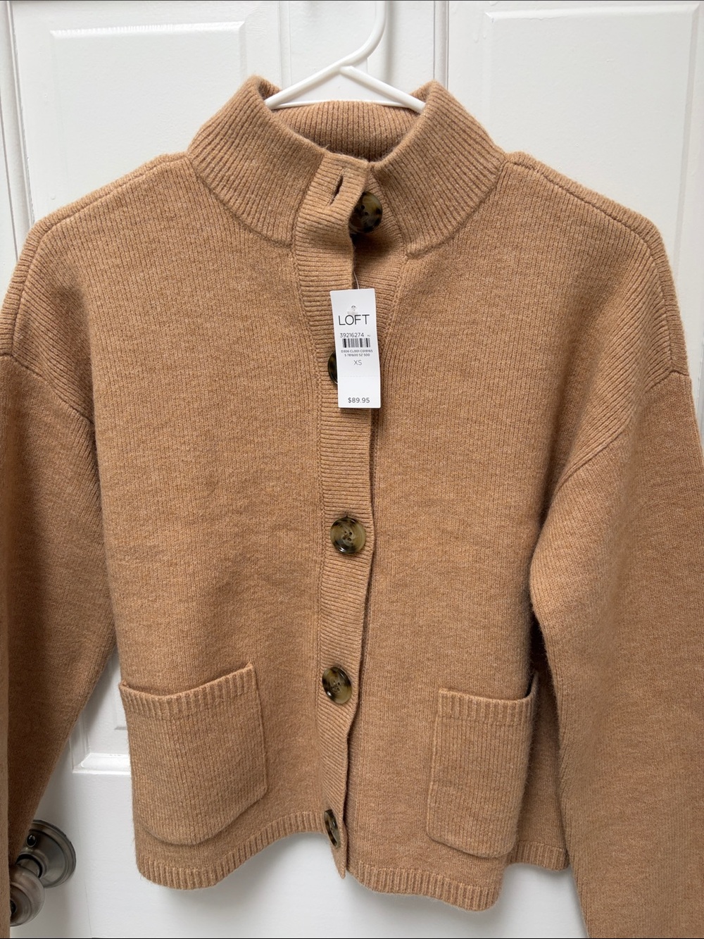 LOFT Camel Knit Button-Front Jacket